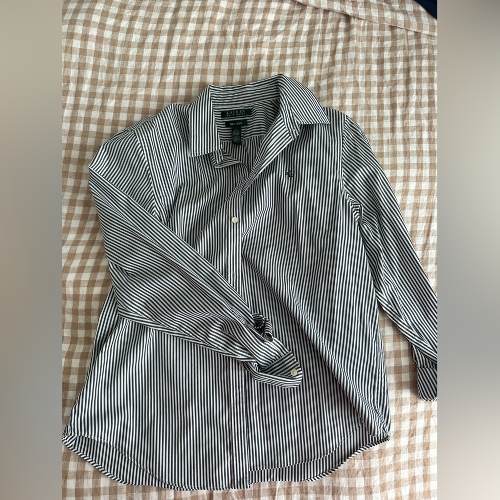 Ralph Lauren Black and White Striped Casual Shirt